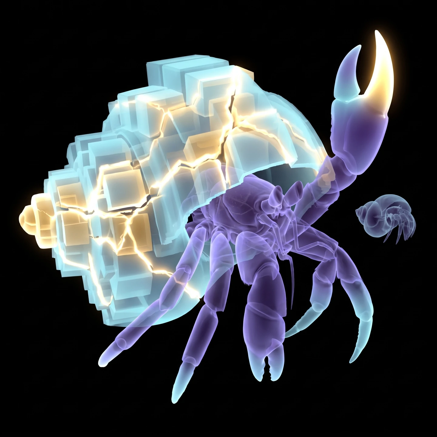 Molt under pressure, cracks glowing across its block shell